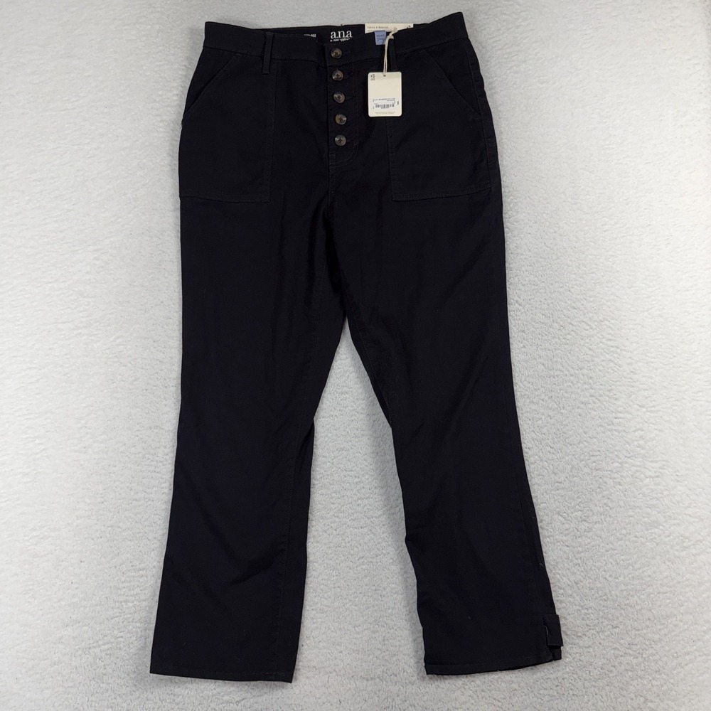 A.n.a. Women's 12 (32.5x27) Black High Rise Straight Pants Button Fly NWT Accent